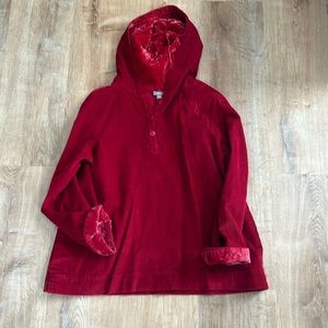 Women’s J Jill size large corduroy 1/4 button hooded pullover.